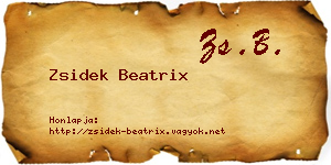Zsidek Beatrix névjegykártya